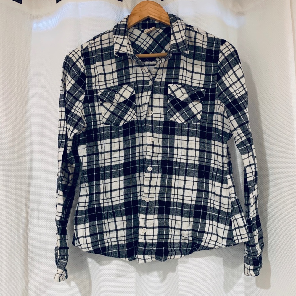 Black and white flannel button down